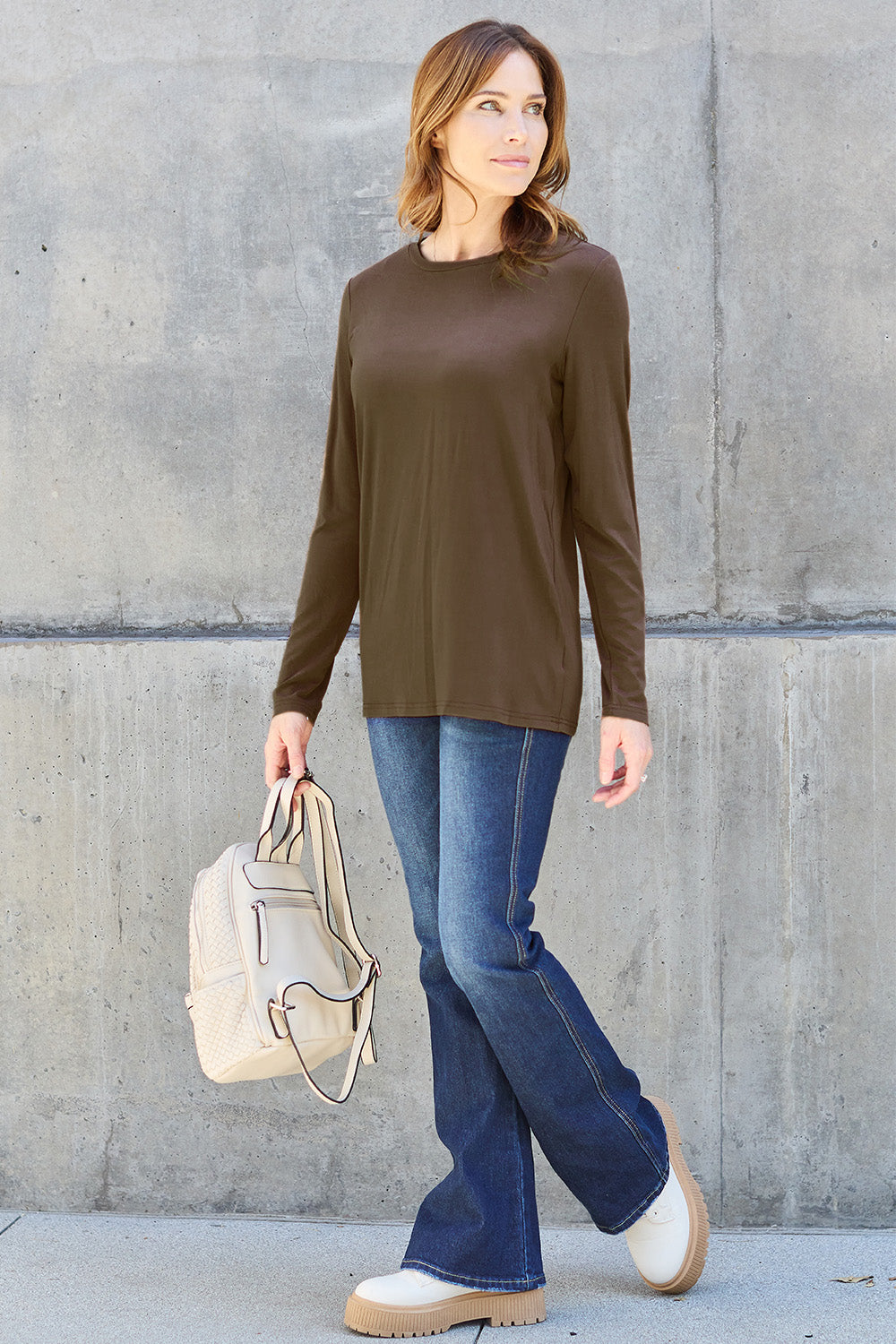 Basic Bae Full Size Round Neck Long Sleeve Top Basic Bae Full Size Round Neck Long Sleeve Top - TopFashionHQ