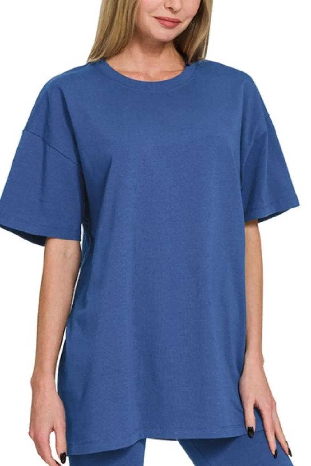 Zenana Cotton Round Neck Top & Biker Shorts e7200ca8-9e1f-4b03-aa2c-65cb63377075-Max-Origin