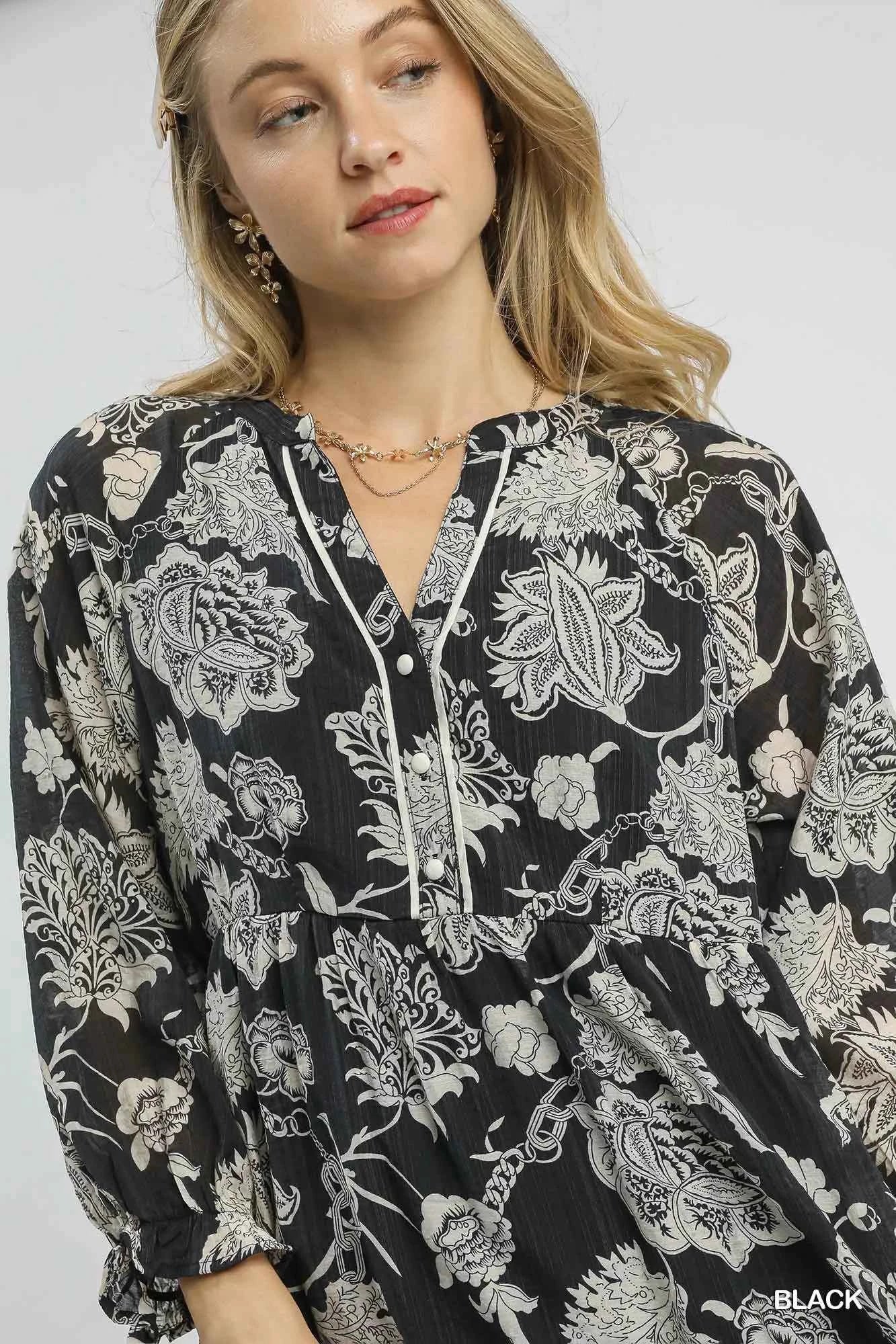 Umgee Floral Print Boho Midi Dress Umgee Floral Print Boho Midi Dress