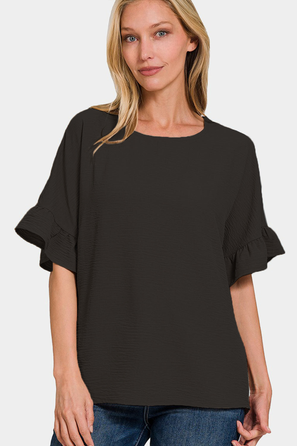 Zenana V-Neck Flutter Sleeve Top Zenana V-Neck Flutter Sleeve Top - TopFashionHQ