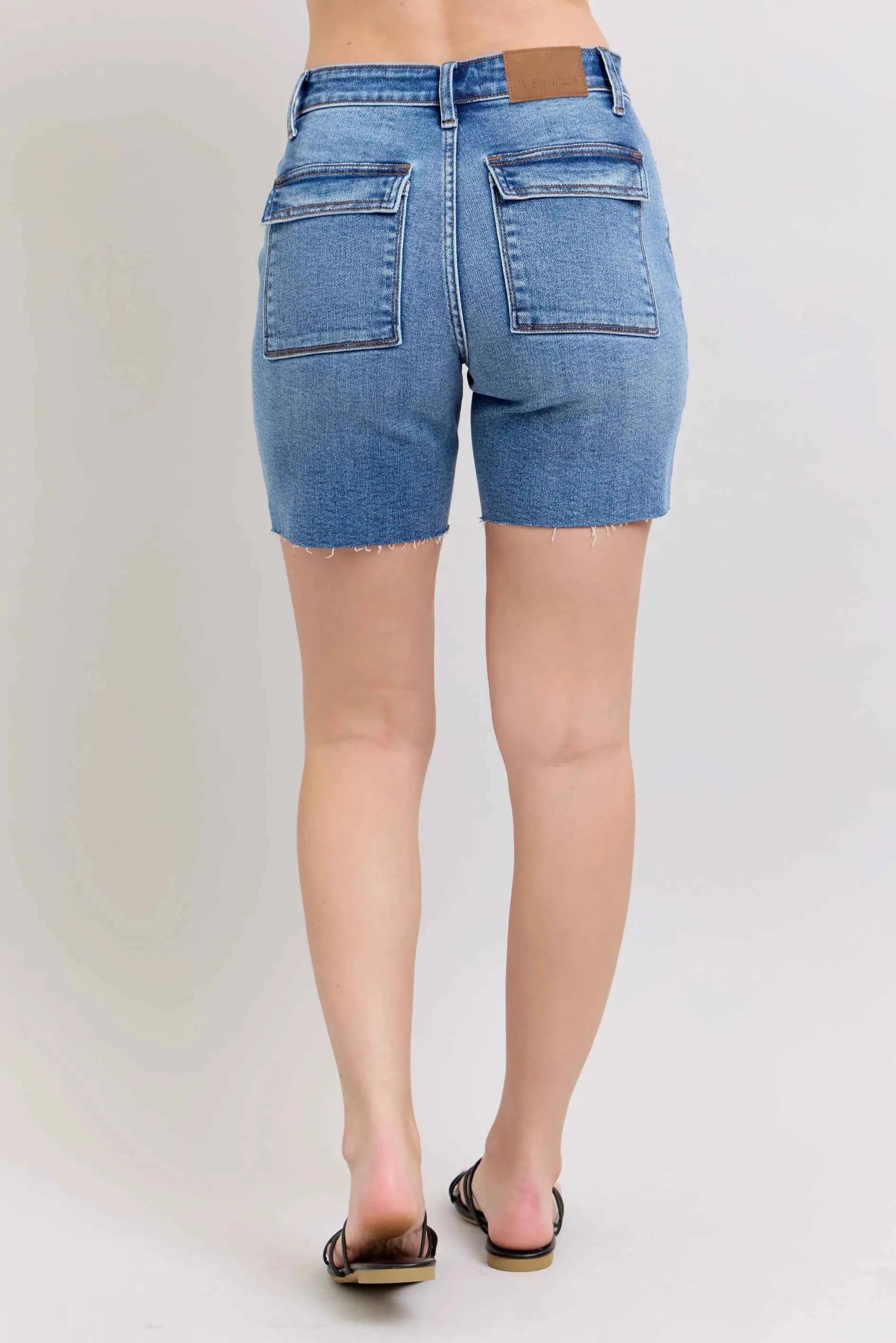 Judy Blue Full Size Mid Rise Bermudas Denim Shorts W/ Back Flap Pockets Plus Size Judy Blue Full Size Mid Rise Bermudas Denim Shorts W/ Back Flap Pockets Plus Size