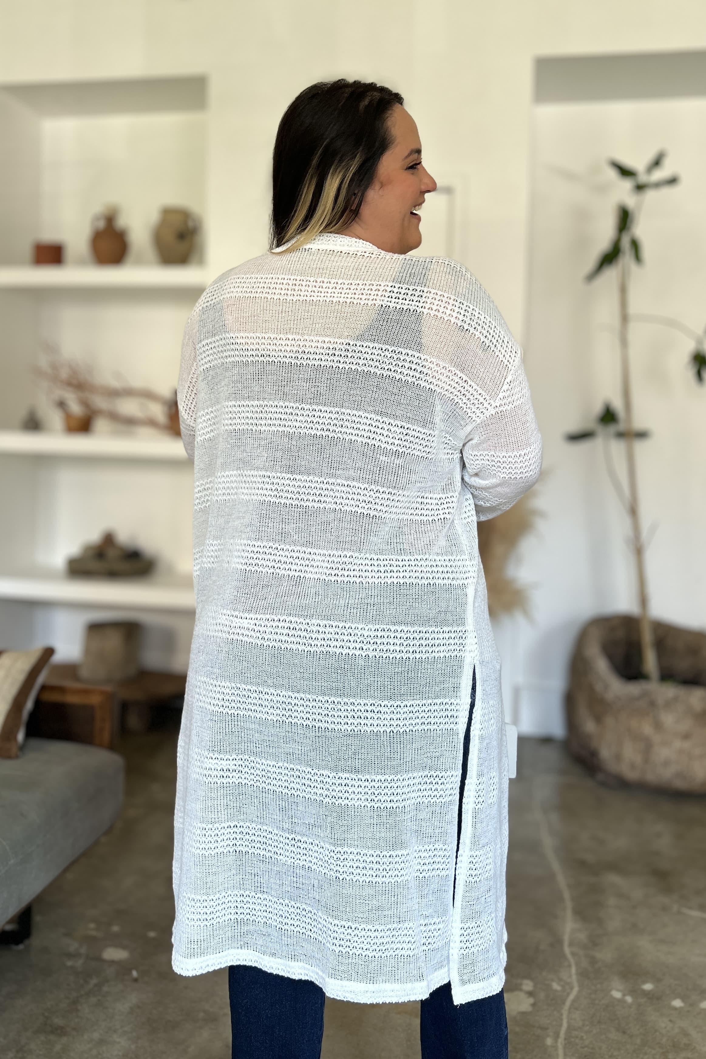 Double Take Full Size Open Front Longline Cardigan Double Take Full Size Open Front Longline Cardigan