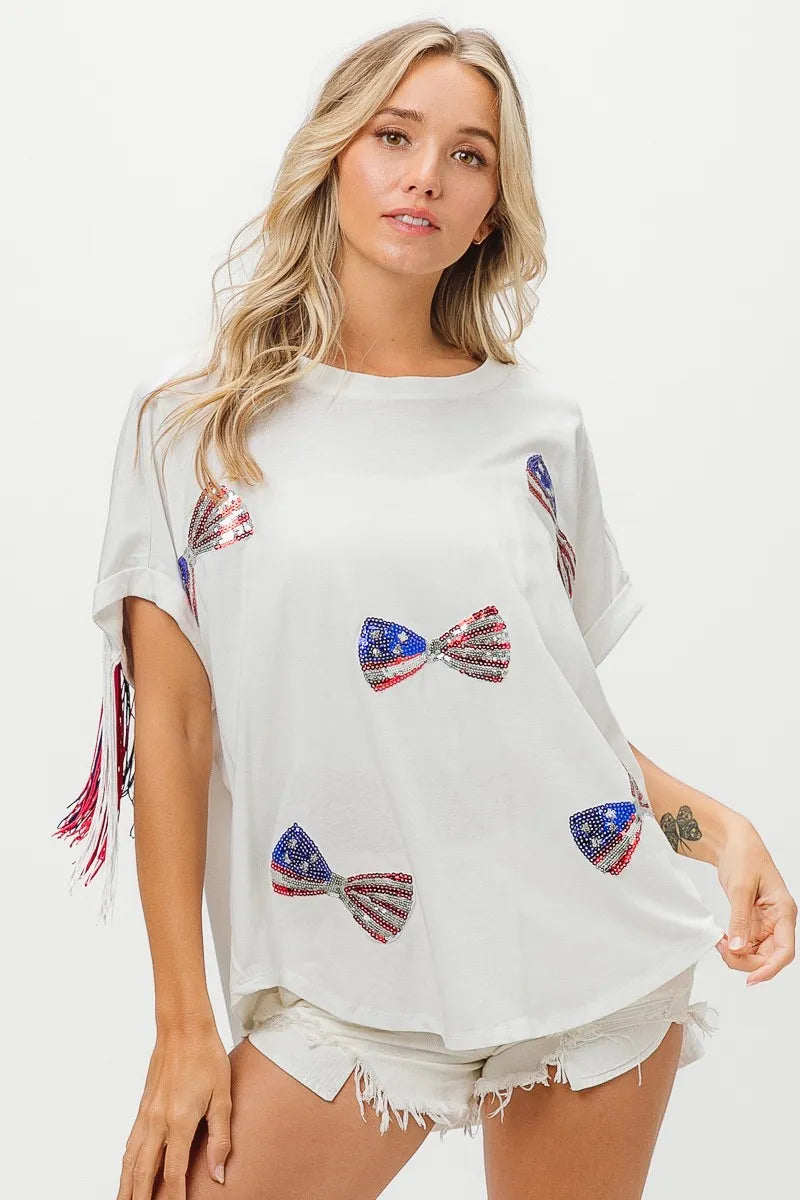 BiBi American Flag Sequin Ribbon T-Shirt e8971e9567834ac7a33e9b4672d8fc21-Max-Origin