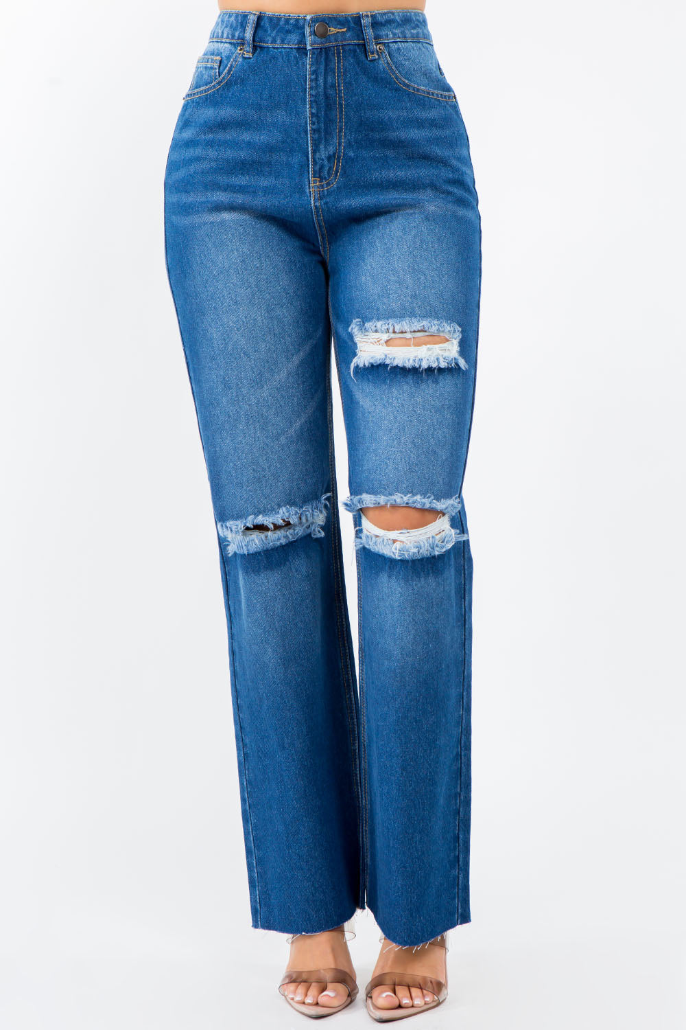 American Bazi High Waist Distressed Wide Leg Jeans American Bazi High Waist Distressed Wide Leg Jeans - TopFashionHQ
