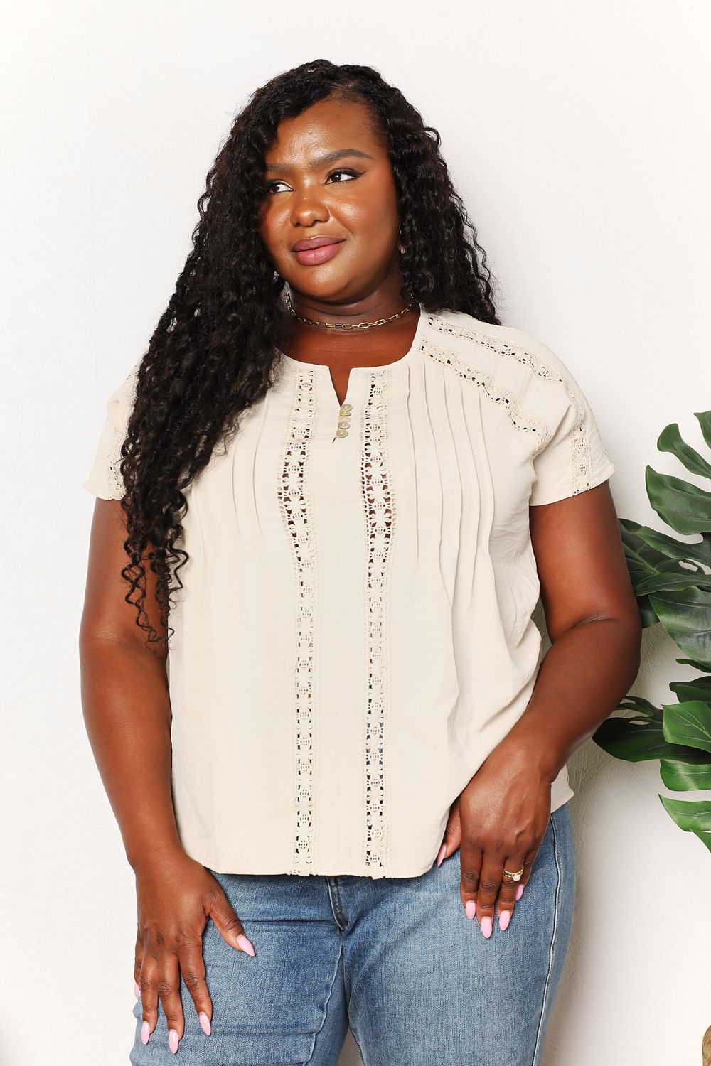 Double Take Crochet Buttoned Short Sleeves Top Double Take Crochet Buttoned Short Sleeves Top - TopFashionHQ