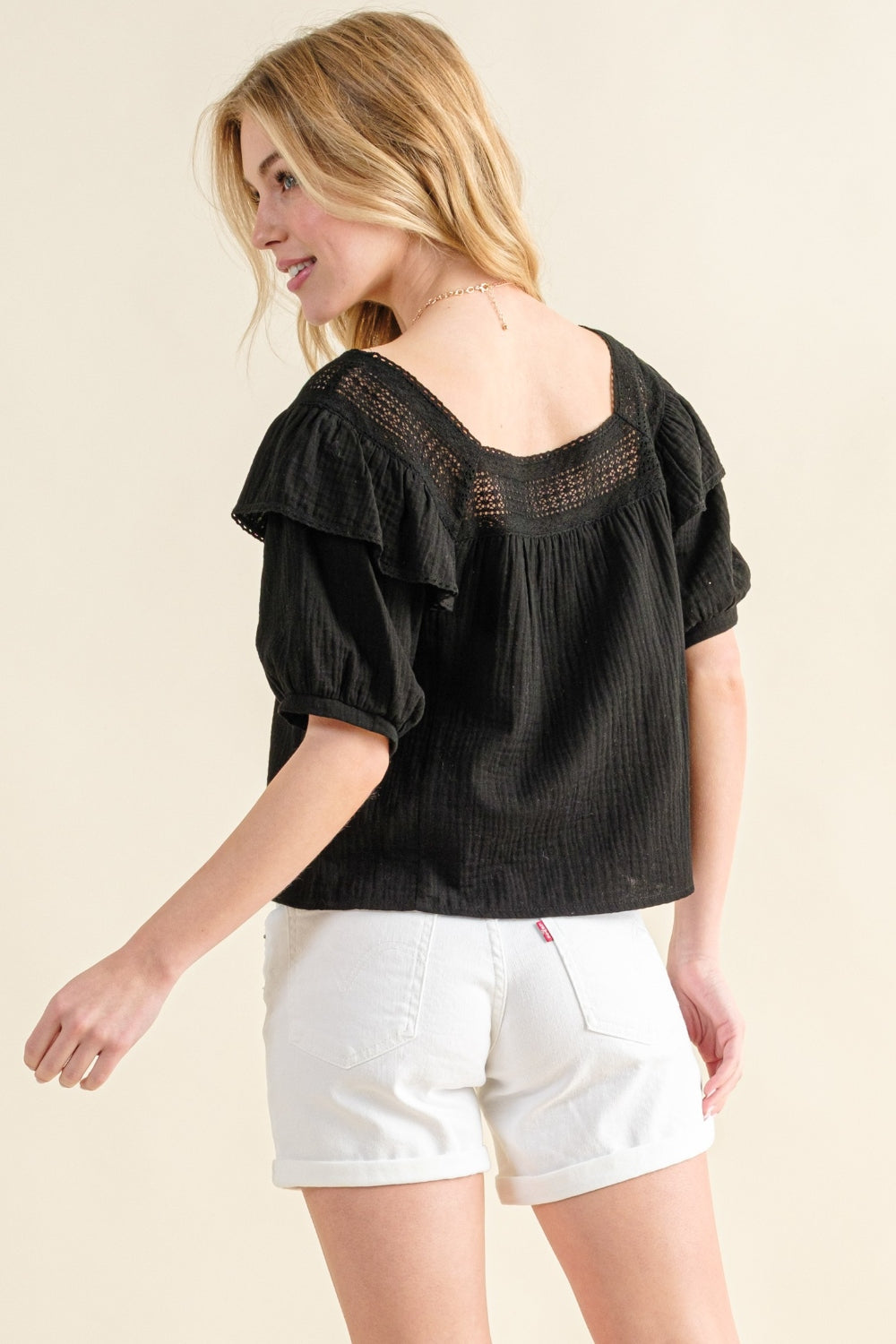 And The Why Square Neck Ruffled Blouse And The Why Square Neck Ruffled Blouse - TopFashionHQ