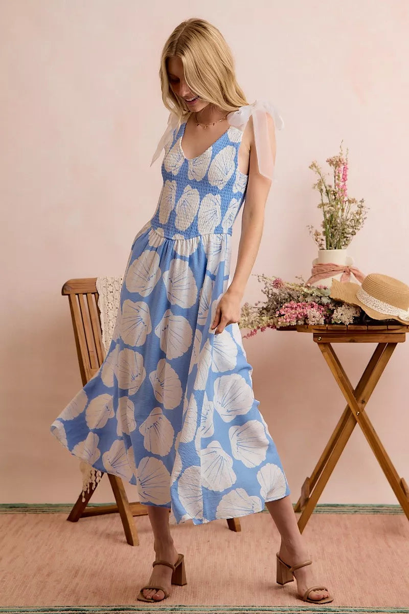 SO ME Shell Smocked Bodice Shoulder Tie Lined Midi Dress e99e2bbd-ddf6-44c1-9ede-ca3c0960de6a-Max-Origin