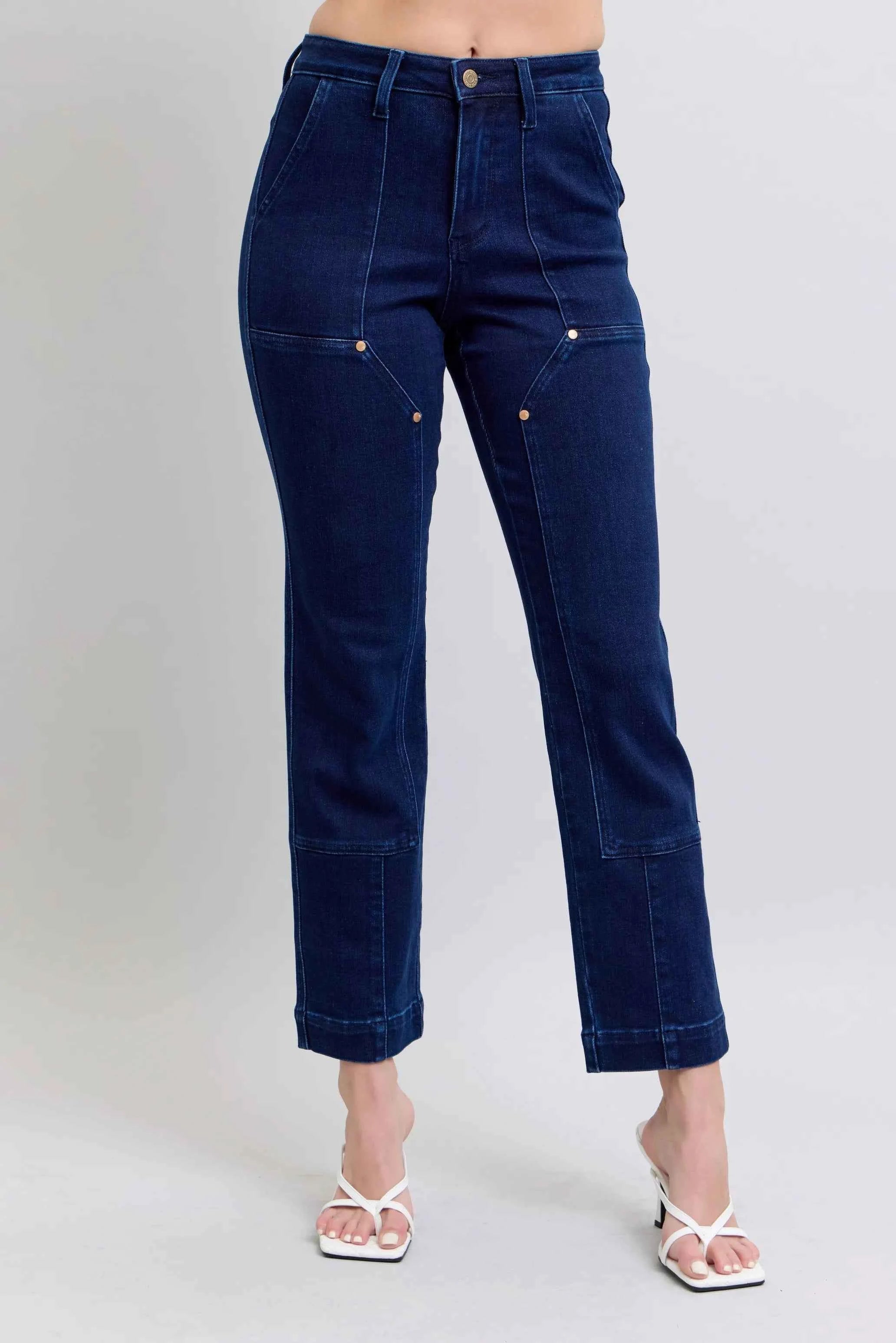 Judy Blue Full Size Hw Work Wear Knee Patch Straight Jeans Plus Size Judy Blue Full Size Hw Work Wear Knee Patch Straight Jeans Plus Size