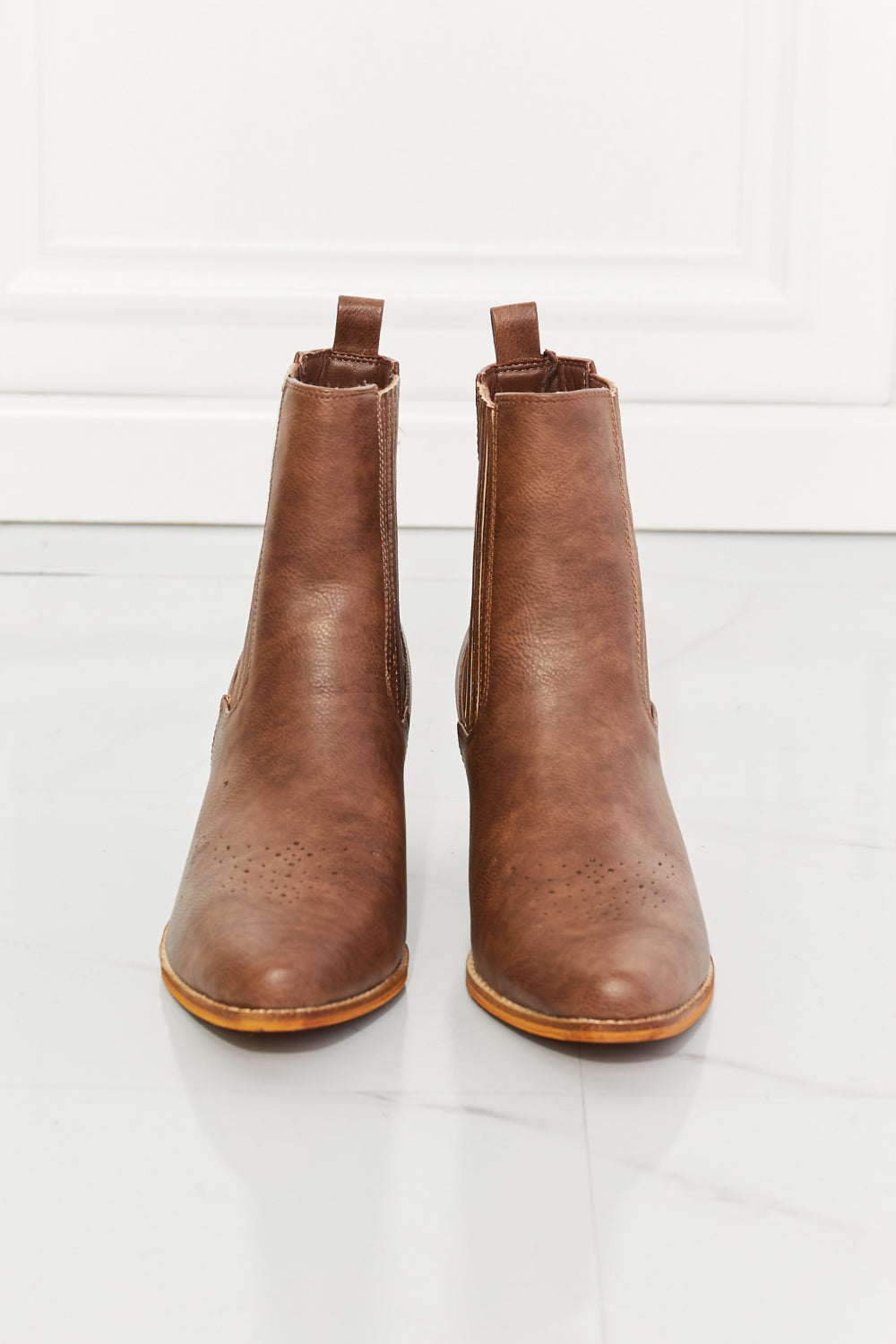 MMShoes Love the Journey Stacked Heel Chelsea Boot in Chestnut MMShoes Love the Journey Stacked Heel Chelsea Boot in Chestnut - TopFashionHQ