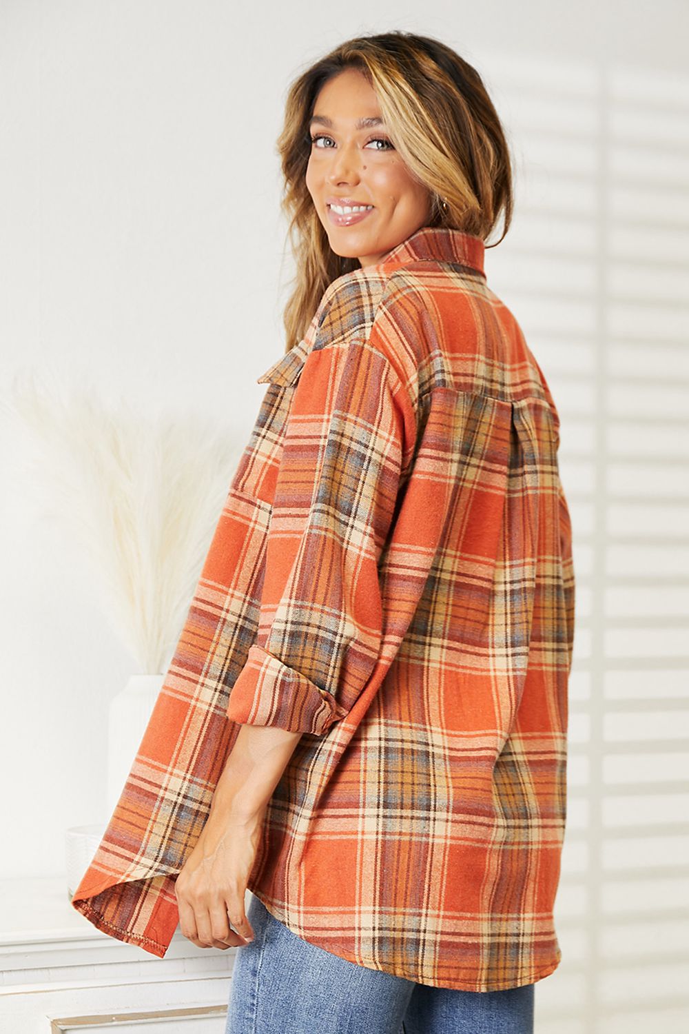 Double Take Plaid Dropped Shoulder Shirt Double Take Plaid Dropped Shoulder Shirt - TopFashionHQ
