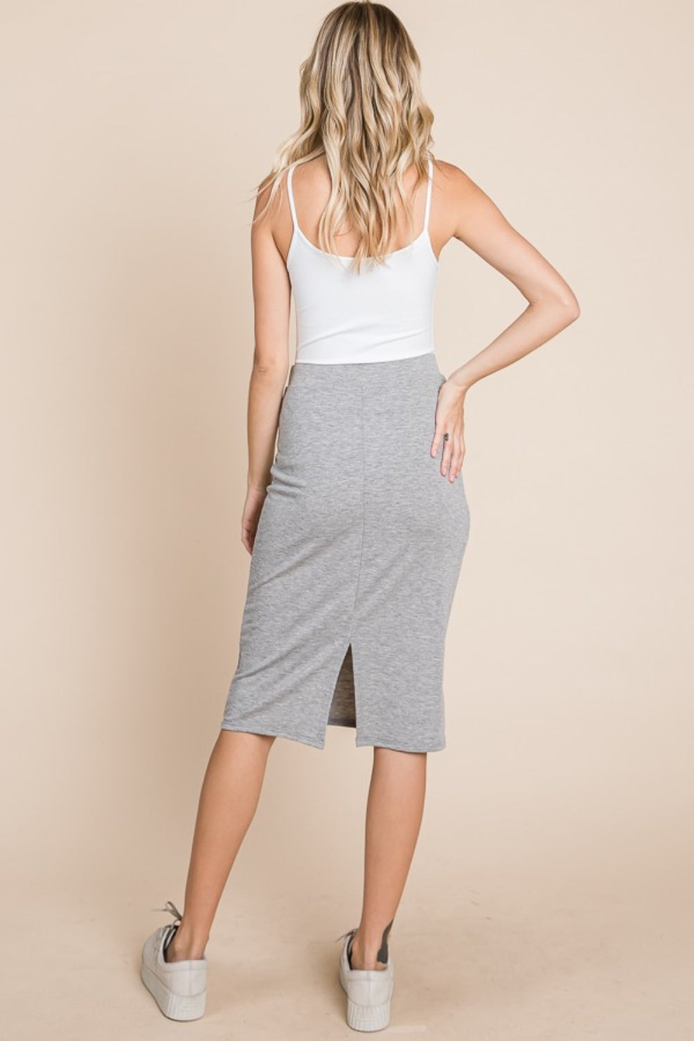 BOMBOM Elastic Waist Pencil Skirt BOMBOM Elastic Waist Pencil Skirt - TopFashionHQ