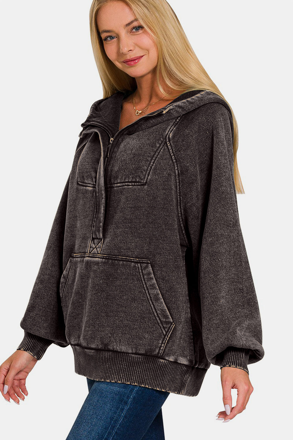 Zenana Acid Wash Fleece Kangaroo Hoodie Zenana Acid Wash Fleece Kangaroo Hoodie