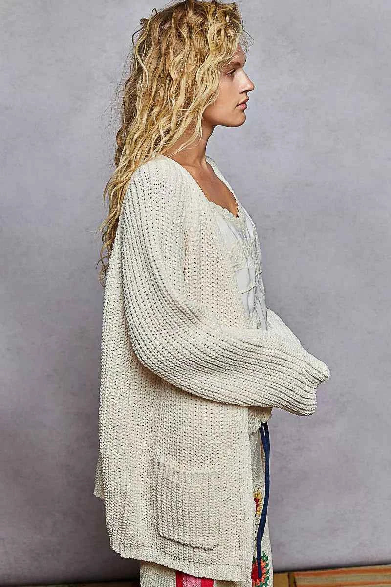 POL Open Front Knit Cardigan with Front Pocket POL Open Front Knit Cardigan with Front Pocket