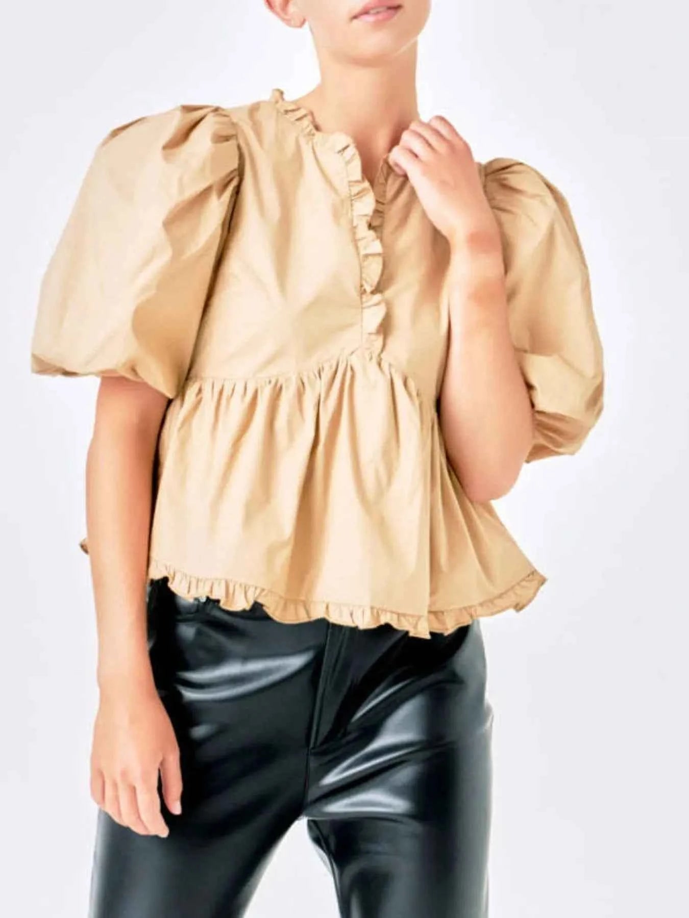 Puff Sleeve Peplum Blouse Puff Sleeve Peplum Blouse