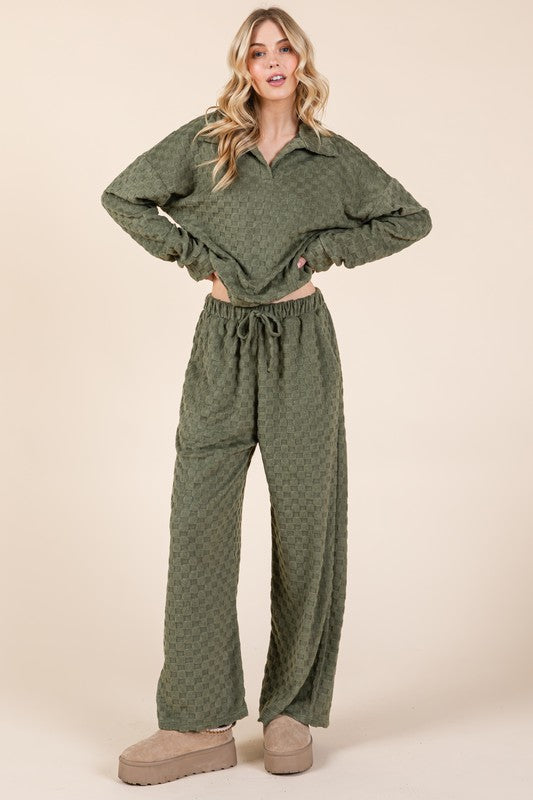 BOMBOM Tied Checkered Wide Leg Pants BOMBOM Tied Checkered Wide Leg Pants - TopFashionHQ