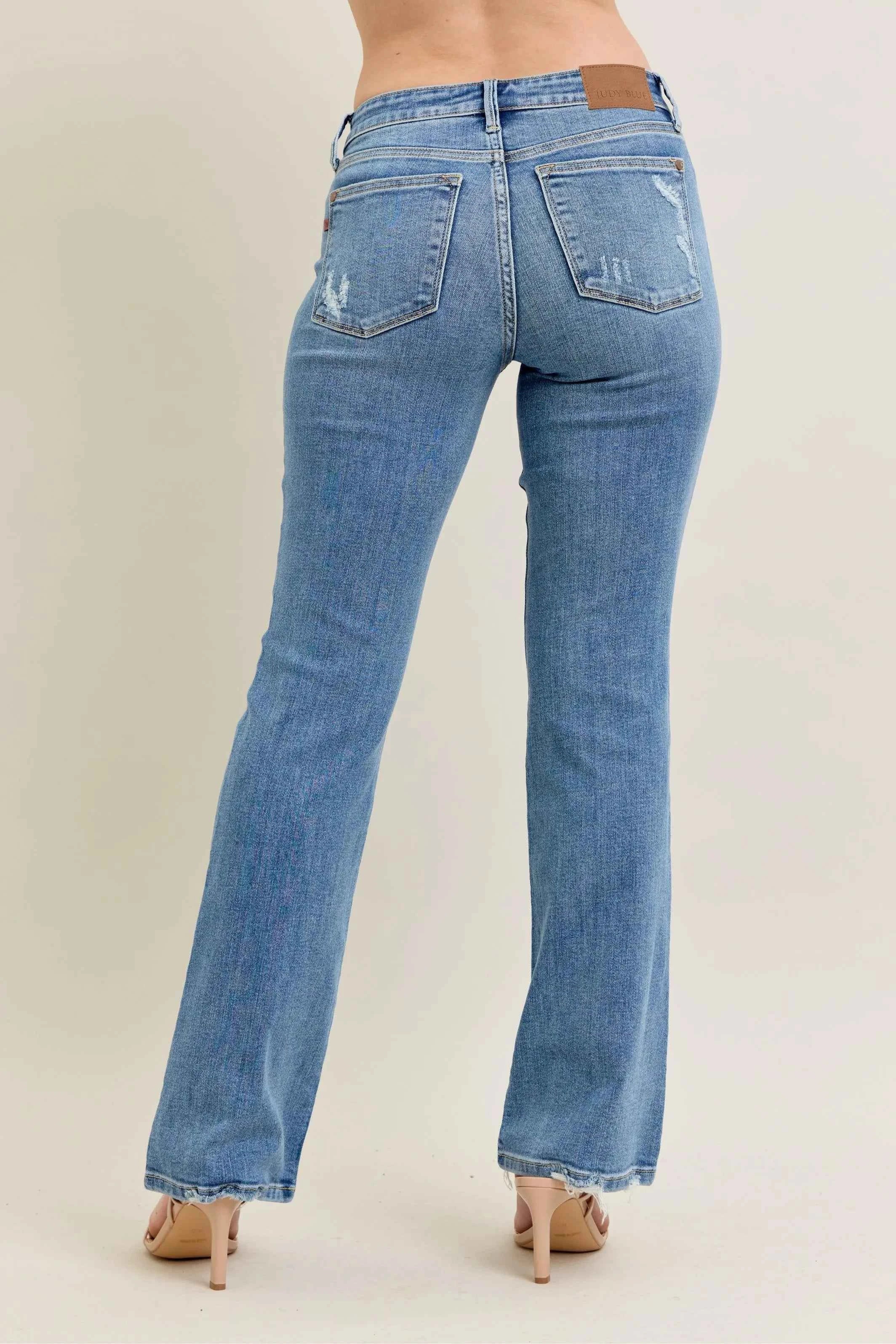 Judy Blue Full Size Mid Rise Wash Destroy Hem Bootcut Jeans Plus Size Judy Blue Full Size Mid Rise Wash Destroy Hem Bootcut Jeans Plus Size