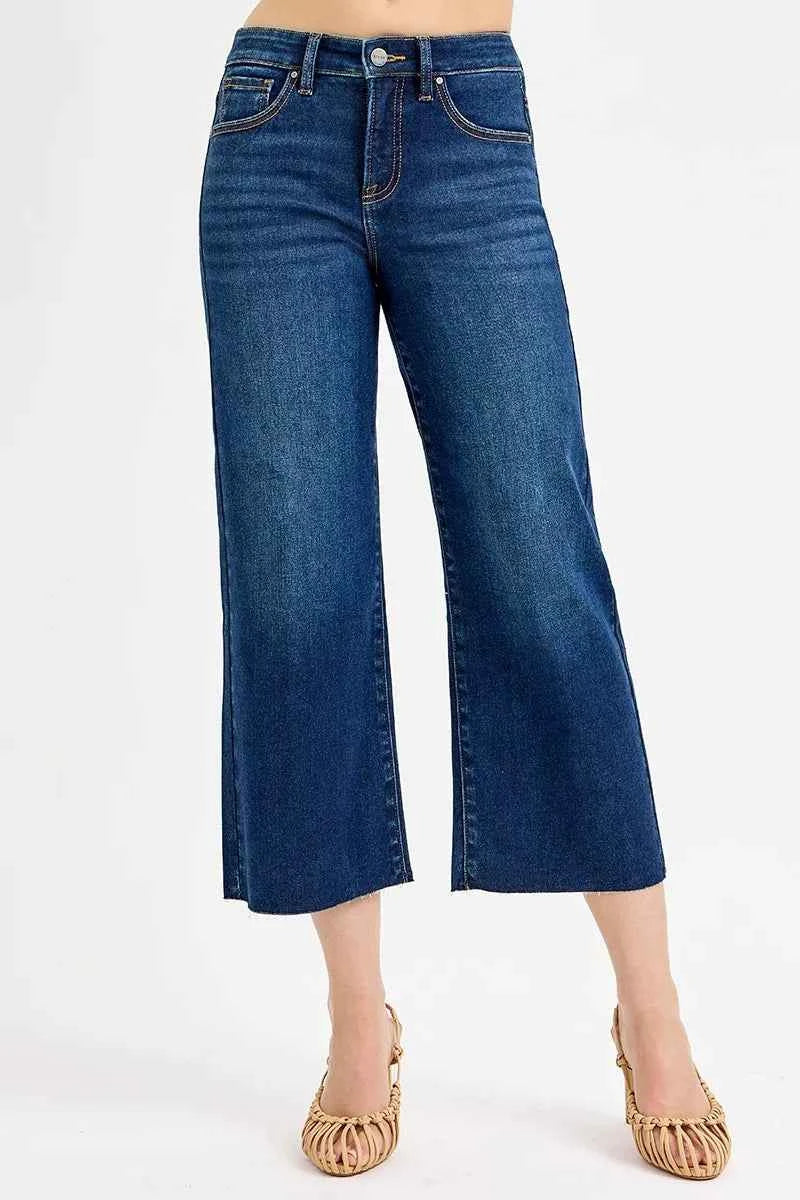 RISEN Full Size Tummy Control High Rise Crop Wide Jeans Plus Size RISEN Full Size Tummy Control High Rise Crop Wide Jeans Plus Size