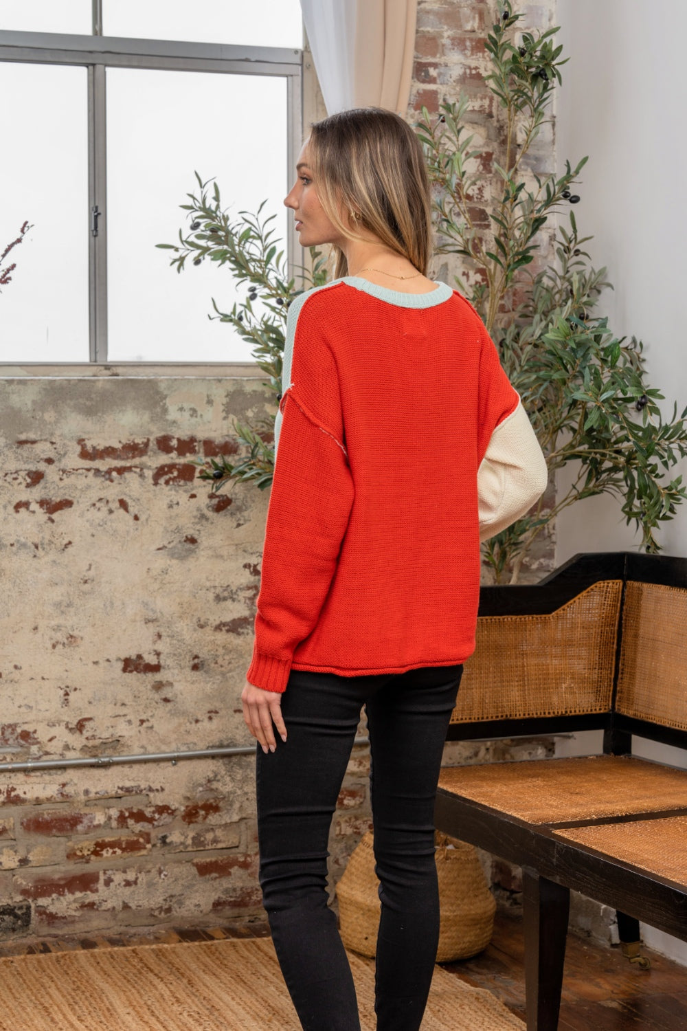 Sew In Love Full Size Color Block Drop Shoulder Sweater Sew In Love Full Size Color Block Drop Shoulder Sweater - TopFashionHQ