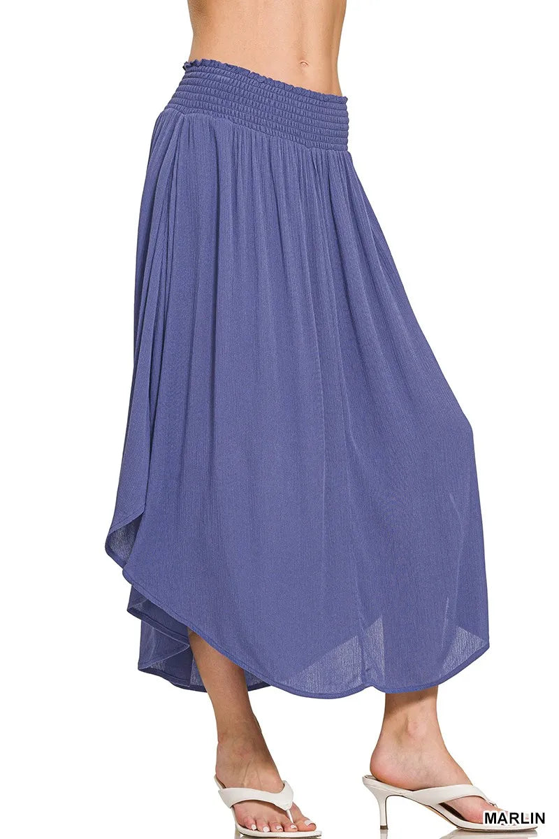 Zenana Woven Crinkle Smocked Waist Maxi Skirt W Pockets ece2203085e34414a262a96634691c09-Max-Origin