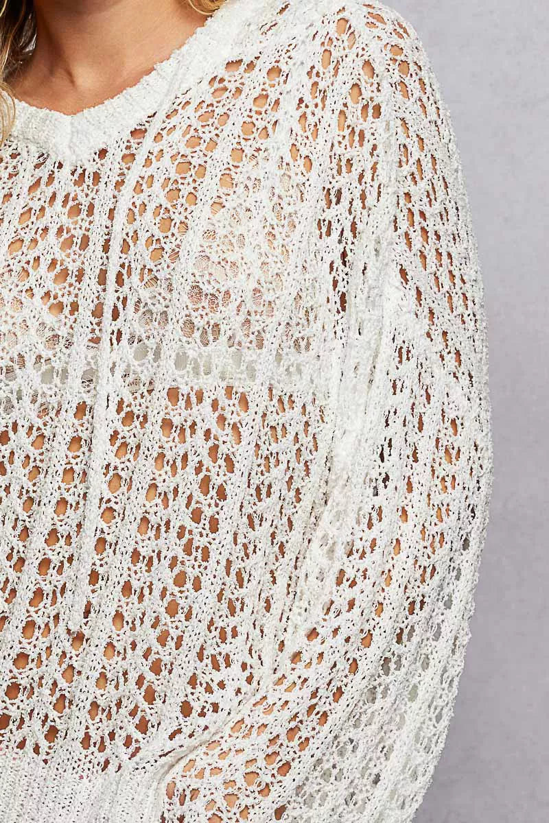 POL Openwork Round Neck High Low Knit Top ecf67c30-ed30-43c1-970a-b30127b1d9c4-Max-Origin