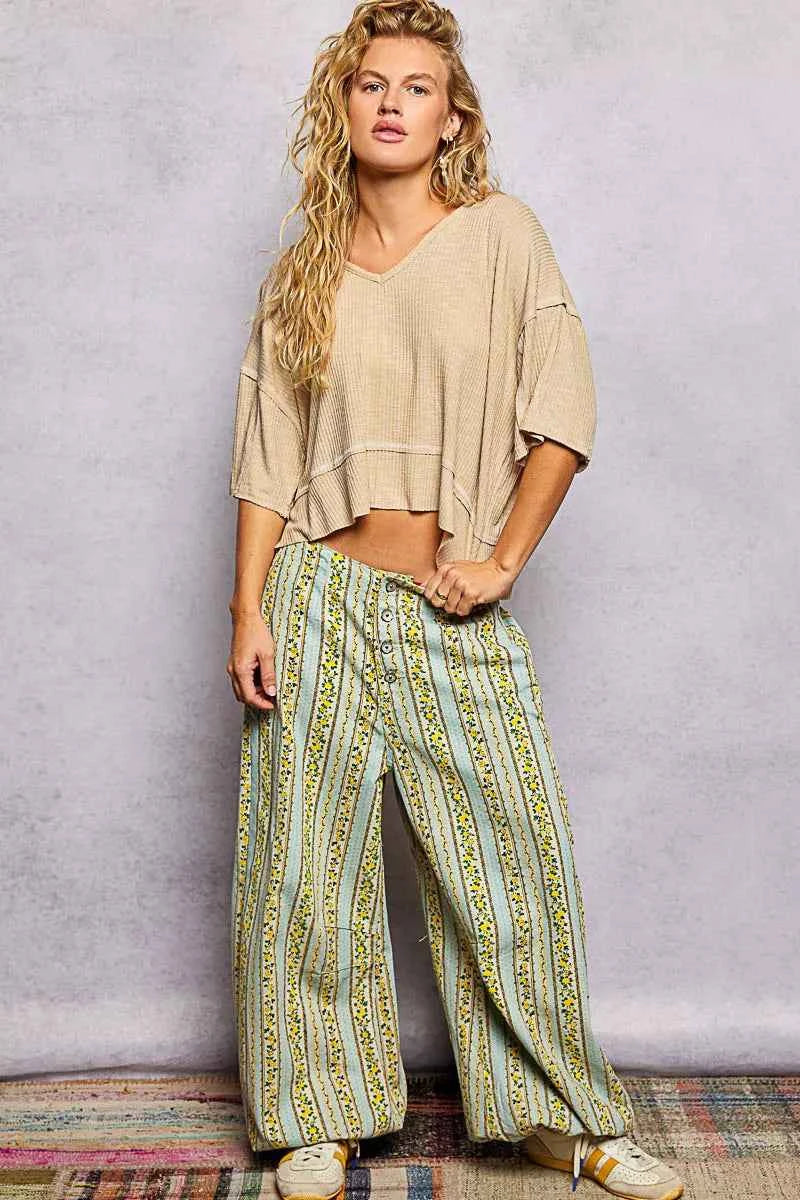 POL Short Sleeve Ccopped Rib T-Shirt with Contrast Stitch Detail POL Short Sleeve Ccopped Rib T-Shirt with Contrast Stitch Detail