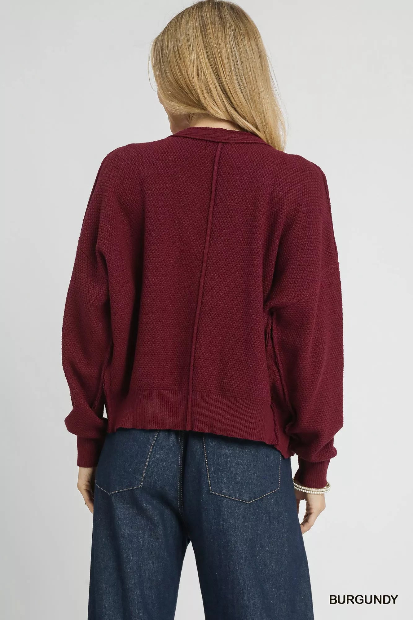 Umgee Chunky Cable Knit V-Neck Button-Up Cardigan edd1b009-df35-480b-8534-ab046b050387-Max-Origin