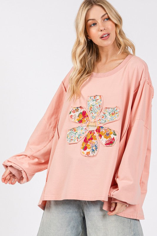 SAGE + FIG Flower Patch Dropped Shoulder Oversize Top SAGE + FIG Flower Patch Dropped Shoulder Oversize Top - TopFashionHQ