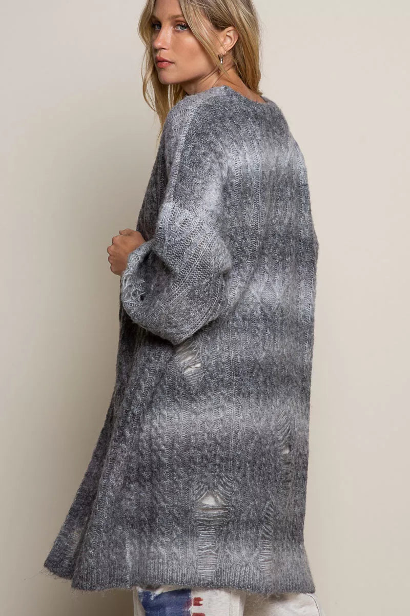 POL Distressed Cable-Knit Ombre Dying Cardigan ee66c4d3-c76c-467f-af8d-c4540953eb52-Max-Origin