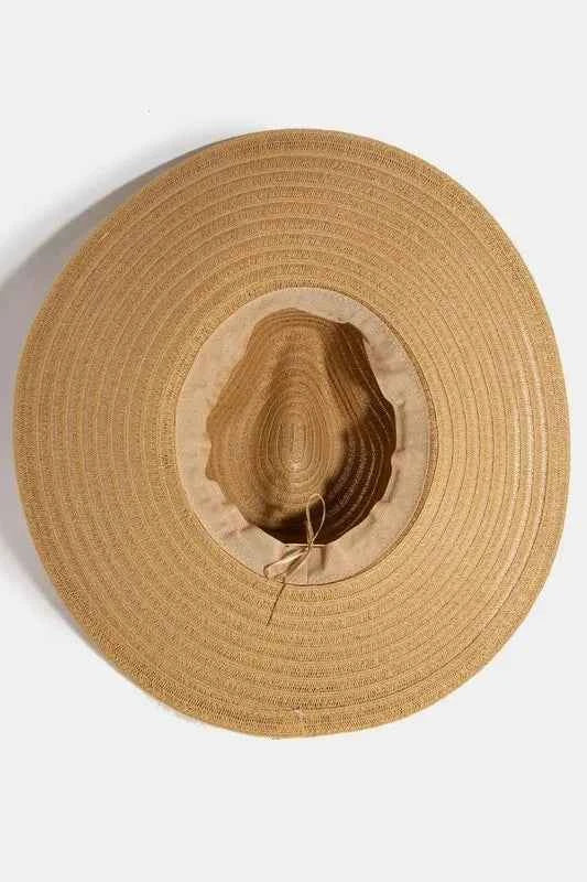 Fame Shell Beaded Wide Brim Straw Hat Fame Shell Beaded Wide Brim Straw Hat