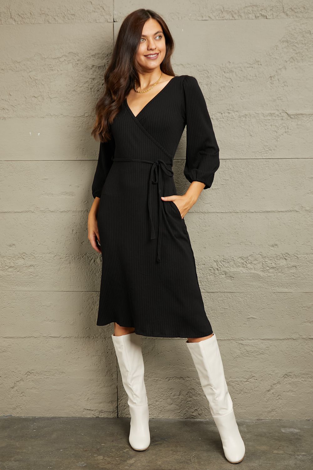 Culture Code Full Size Surplice Flare Ruching Dress Culture Code Full Size Surplice Flare Ruching Dress - TopFashionHQ