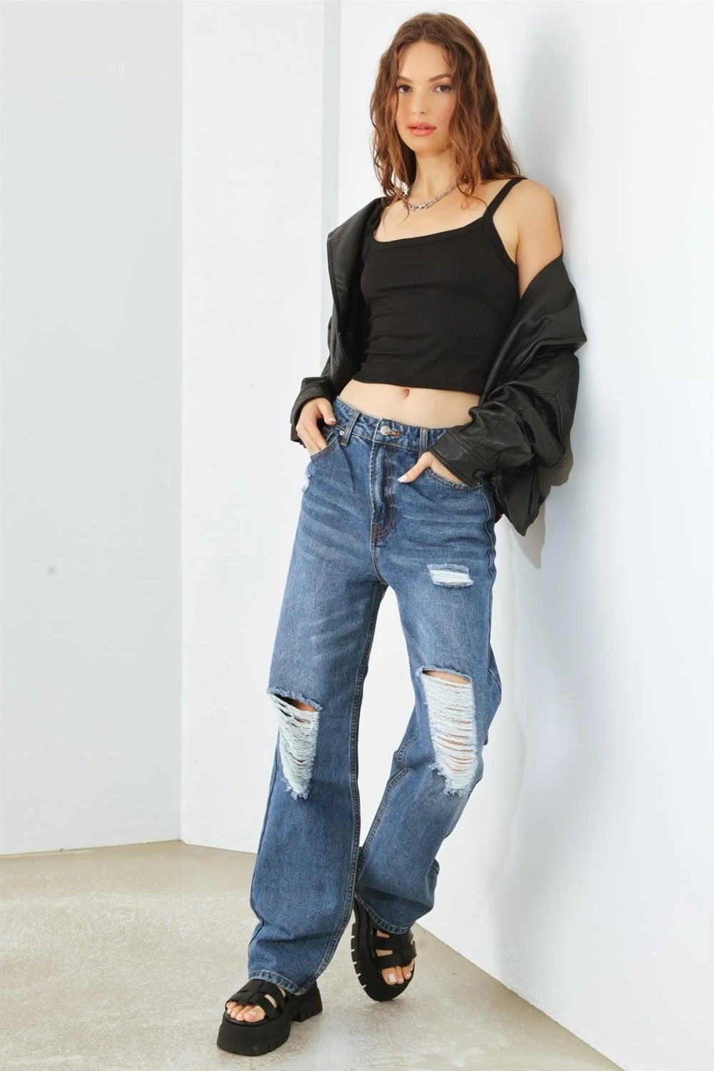 HAMMER COLLECTION Distressed High Waist Jeans HAMMER COLLECTION Distressed High Waist Jeans - TopFashionHQ