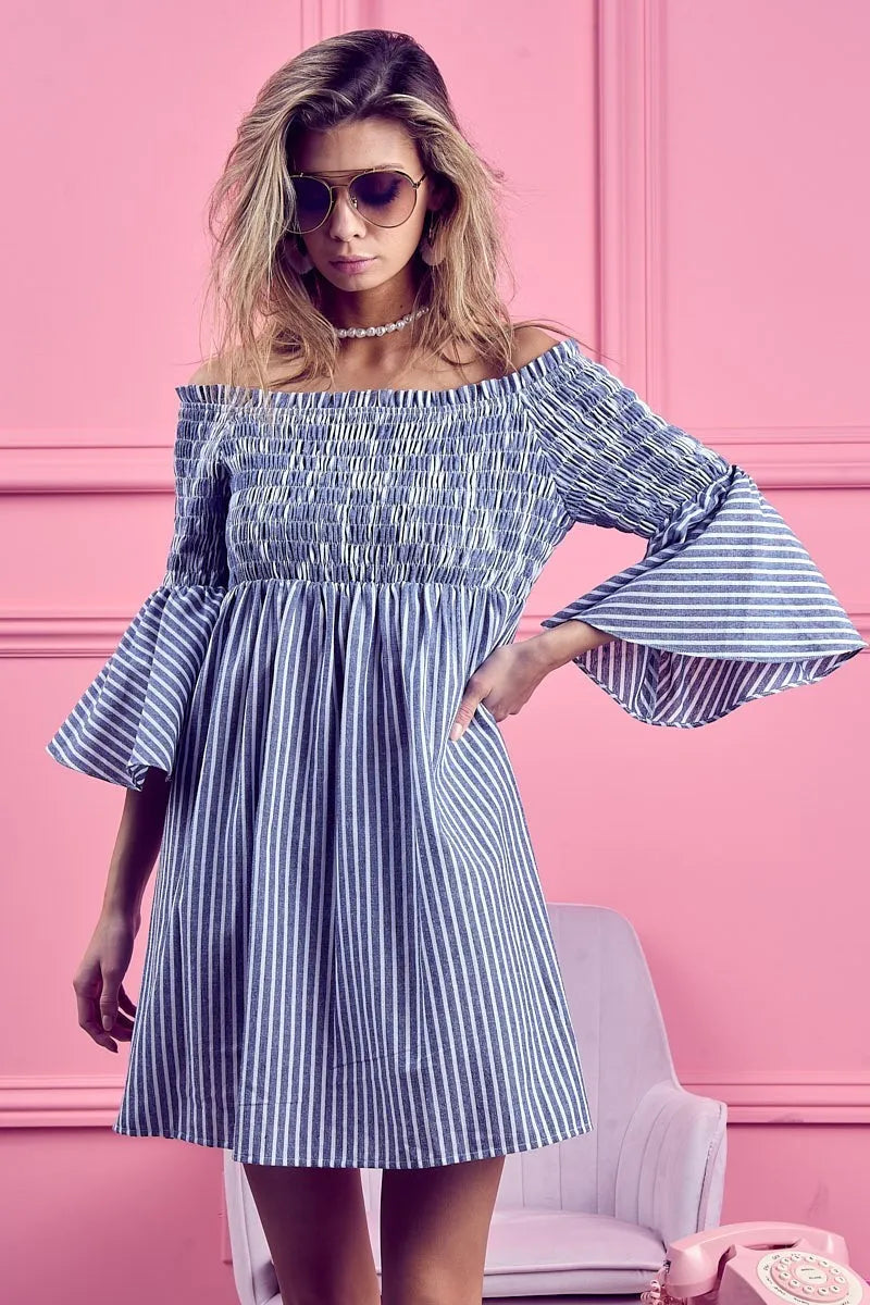 BiBi Smocked Off Shoulder Striped Dress ef48e105fcfd48749f458d1c8dd0998c-Max-Origin