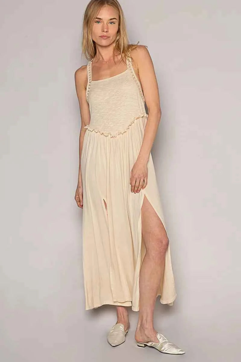POL Frill Slit Square Neck Cami Dress POL Frill Slit Square Neck Cami Dress