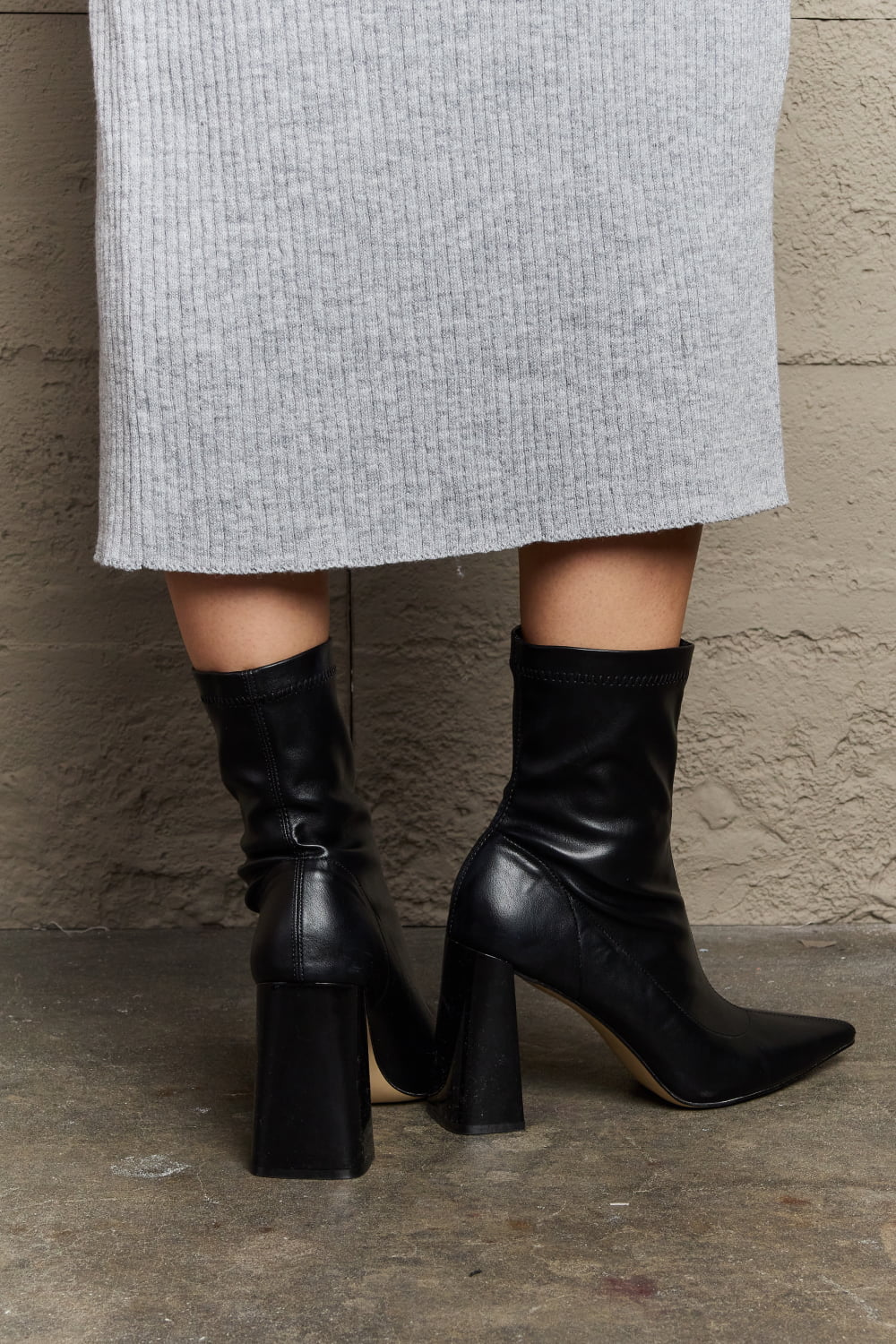 Weeboo Stacy Block Heel Sock Boots Weeboo Stacy Block Heel Sock Boots - TopFashionHQ