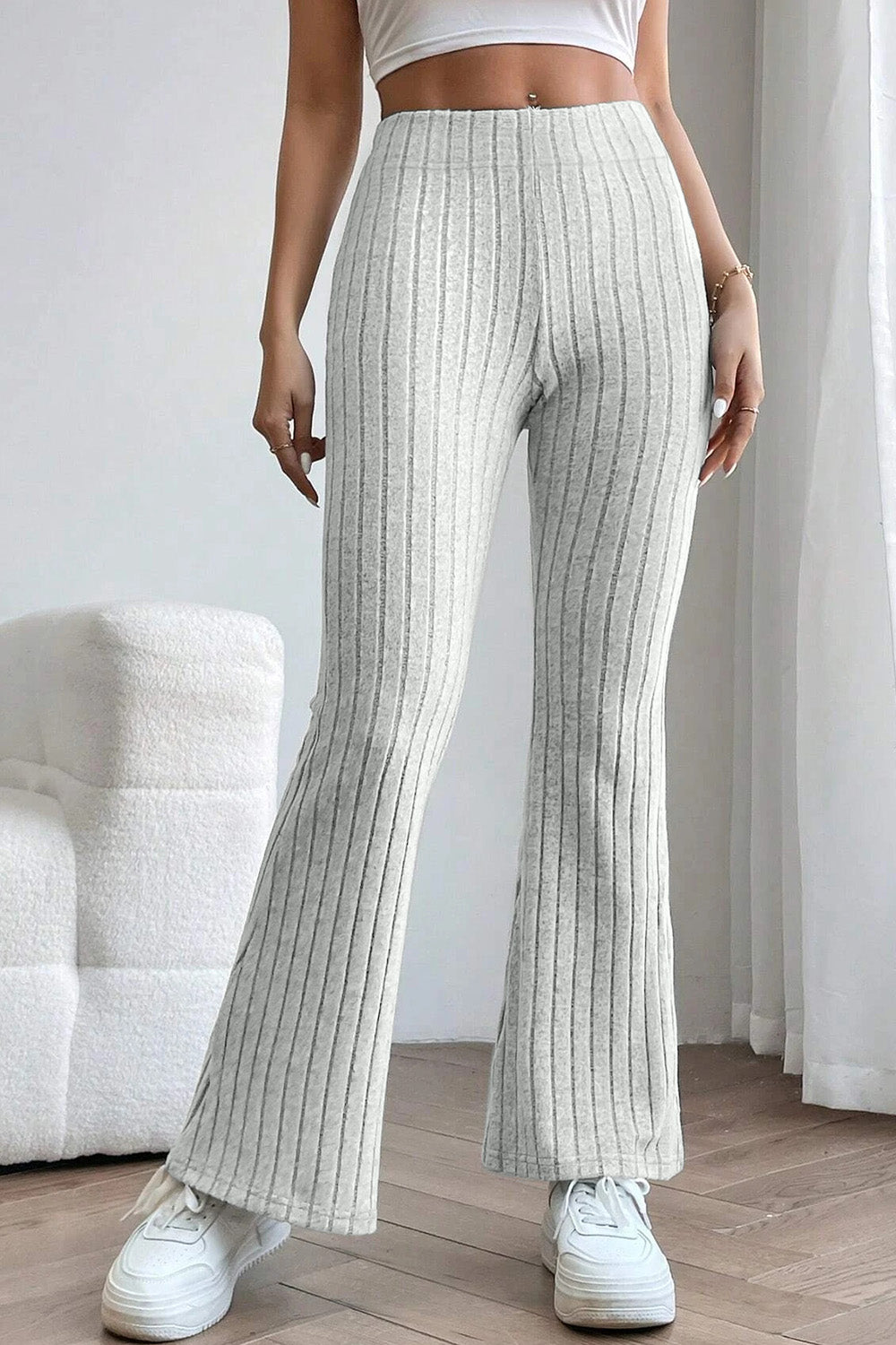 Basic Bae Full Size Ribbed High Waist Flare Pants Basic Bae Full Size Ribbed High Waist Flare Pants - TopFashionHQ