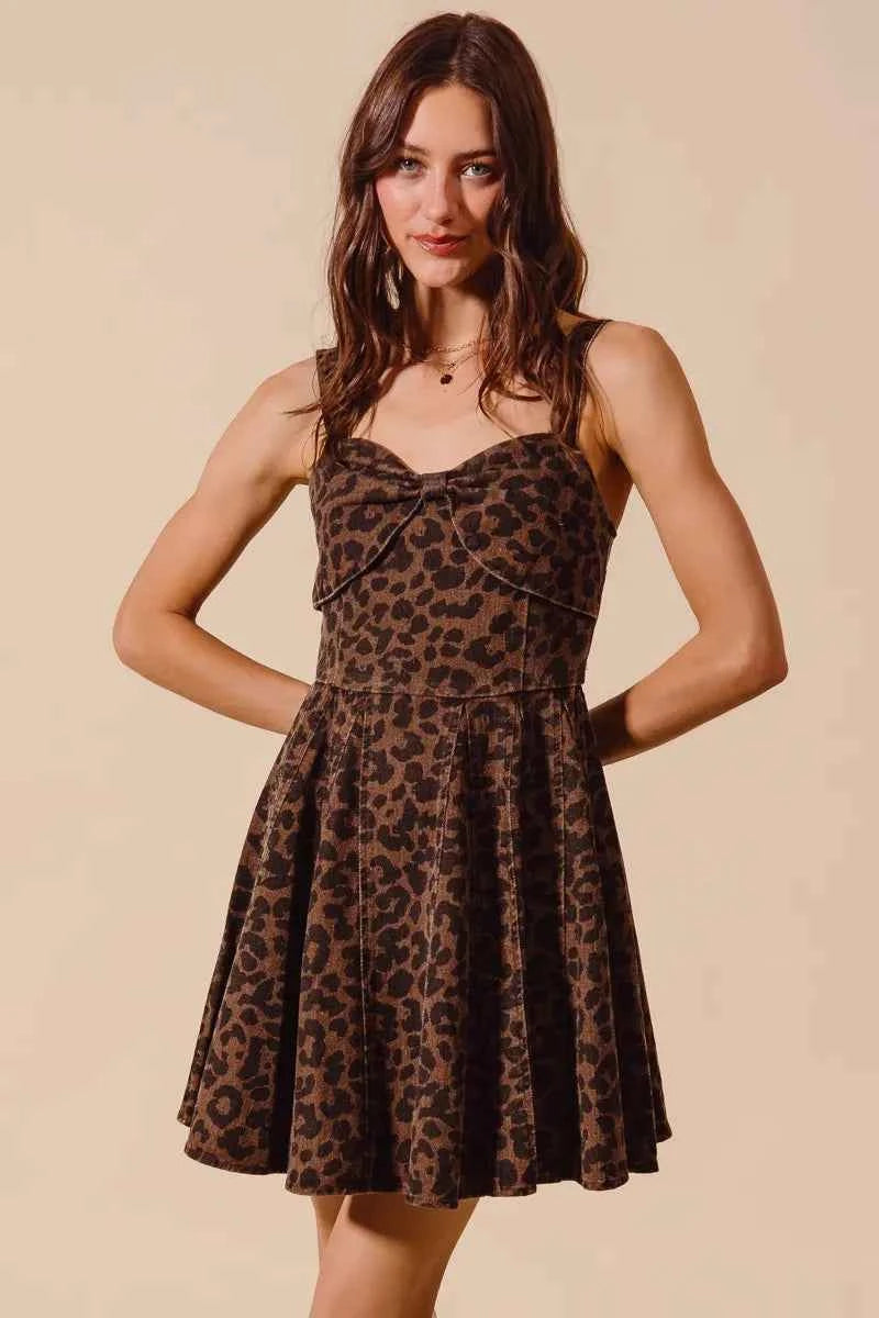 SO ME Mineral Washed Leopard Flare Cami Dress SO ME Mineral Washed Leopard Flare Cami Dress