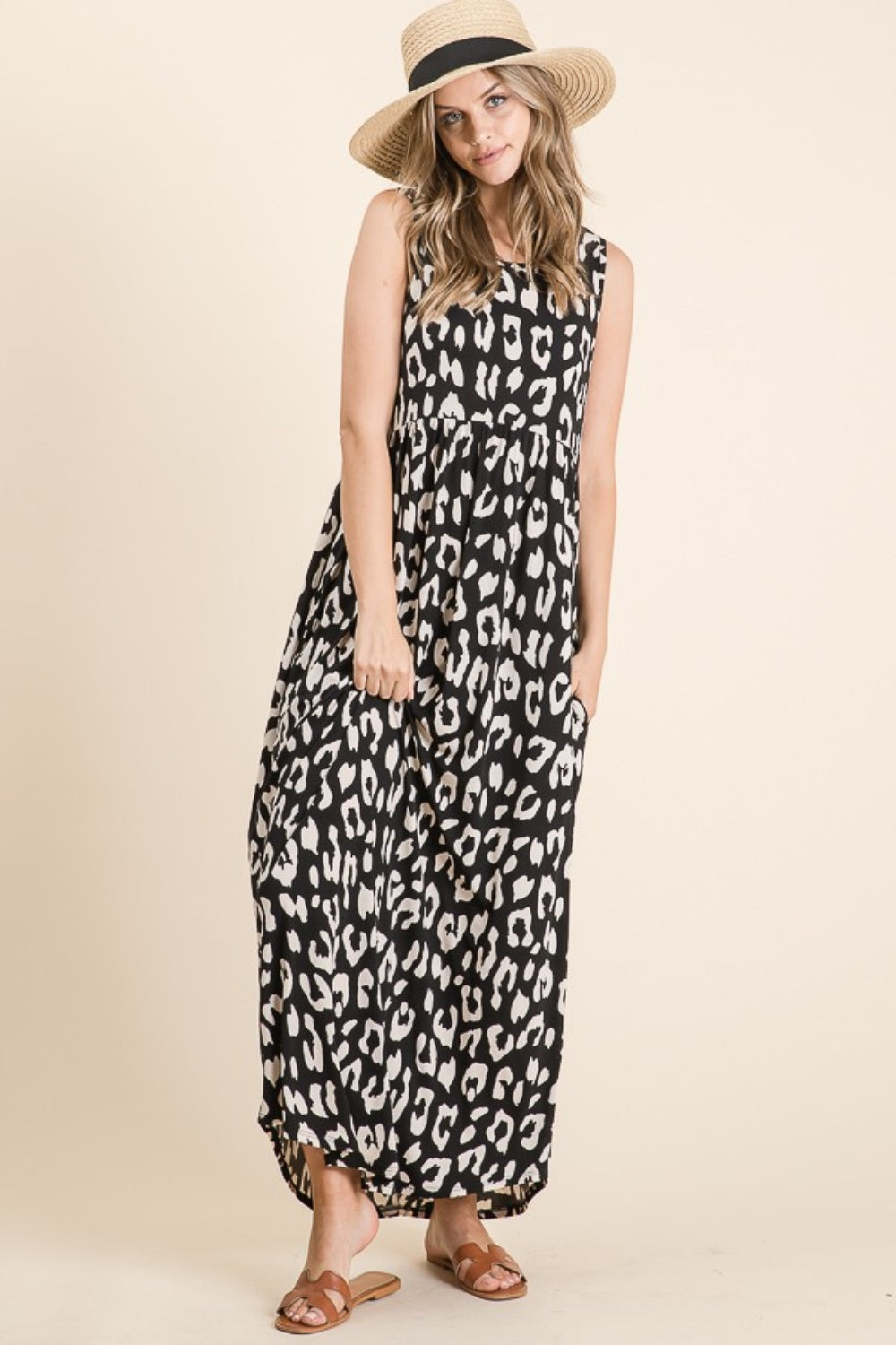 BOMBOM Leopard Maxi Dress with Pockets BOMBOM Leopard Maxi Dress with Pockets - TopFashionHQ