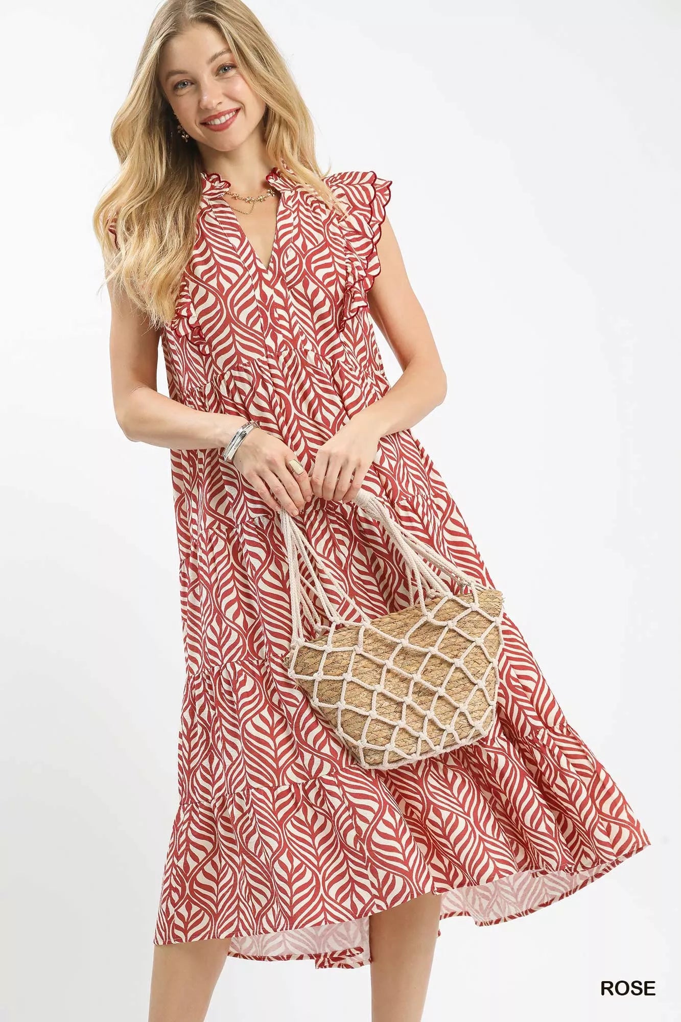 Umgee Leaf Print Tiered Midi Dress with Ruffle Detail f0ea11a6-3e04-41a4-bb67-4d5947e53548-Max-Origin