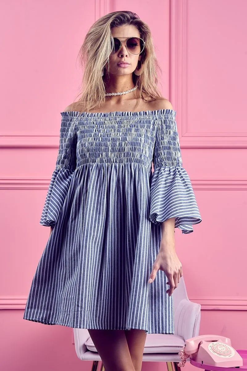 BiBi Smocked Off Shoulder Striped Dress f0f01da57aed42e79246093dbd321054-Max-Origin