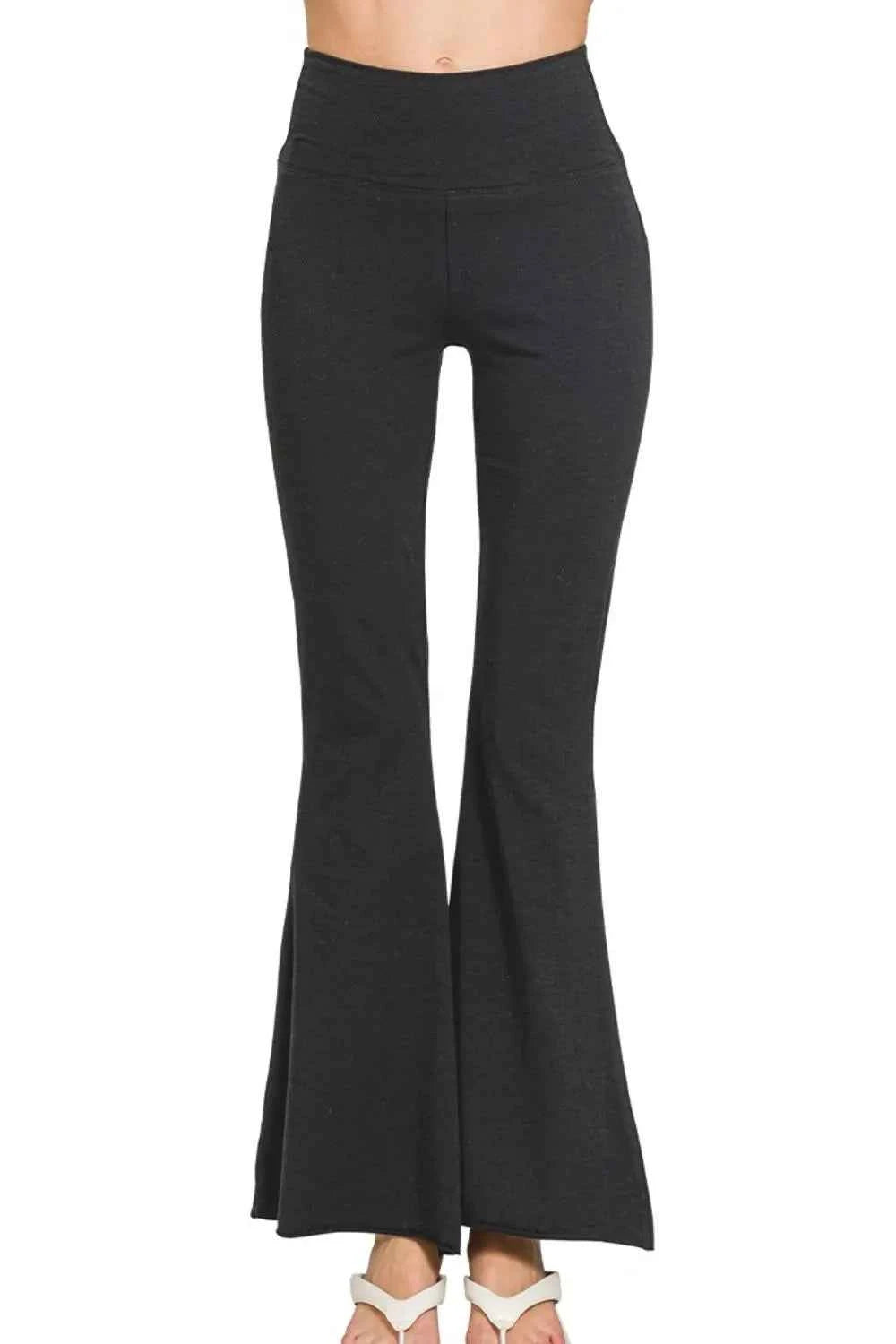 Zenana Raw Edge Hem Flare Yoga Pants Zenana Raw Edge Hem Flare Yoga Pants
