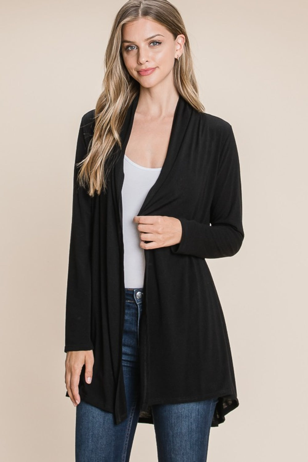 BOMBOM Open Front Long Sleeve Cardigan BOMBOM Open Front Long Sleeve Cardigan - TopFashionHQ