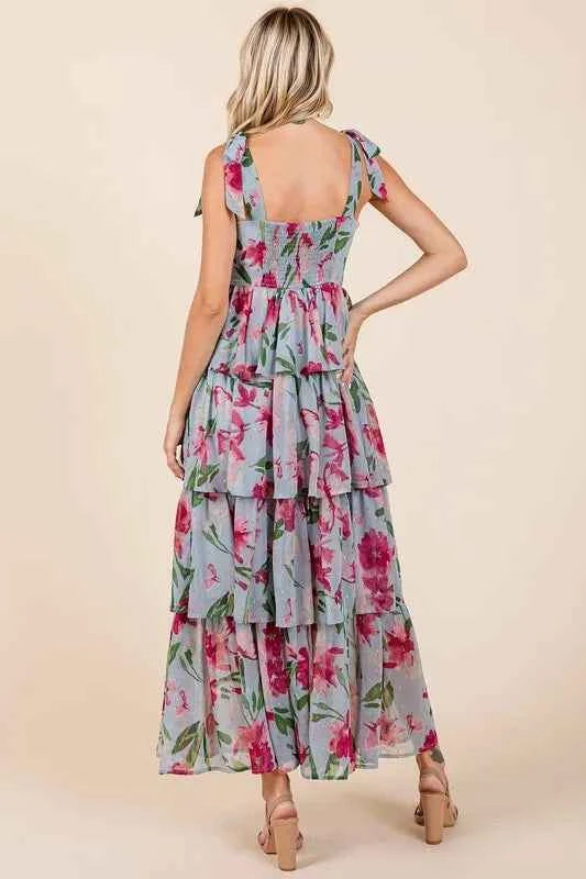Mittoshop Layered Floral Sweetheart Neck Maxi Dress Mittoshop Layered Floral Sweetheart Neck Maxi Dress