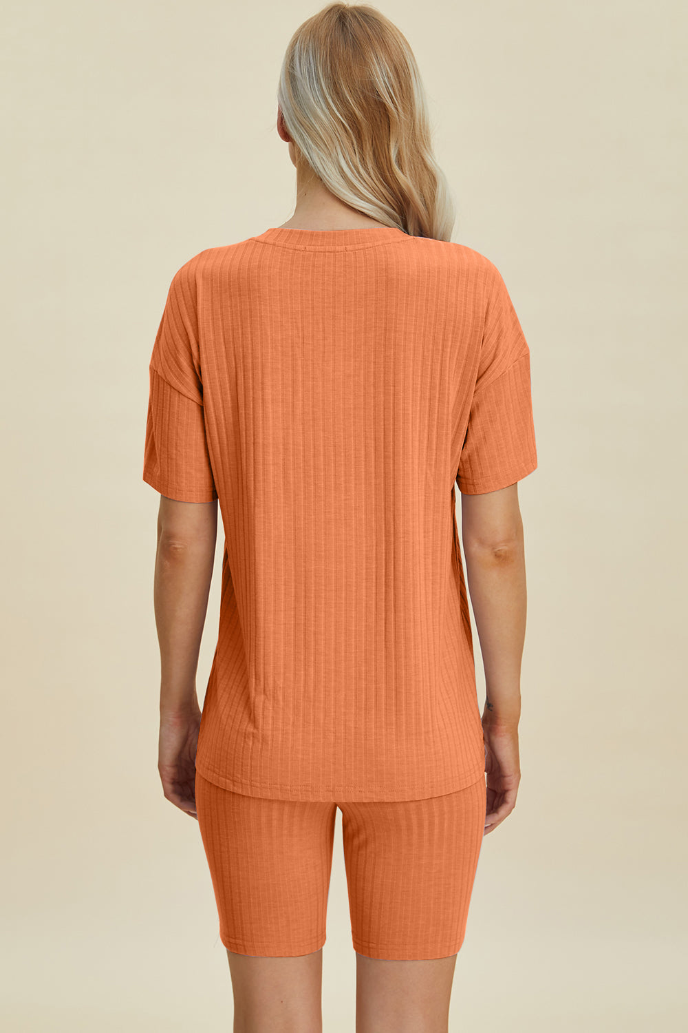 Basic Bae Full Size Ribbed V-Neck Short Sleeve Top and Shorts Set Basic Bae Full Size Ribbed V-Neck Short Sleeve Top and Shorts Set