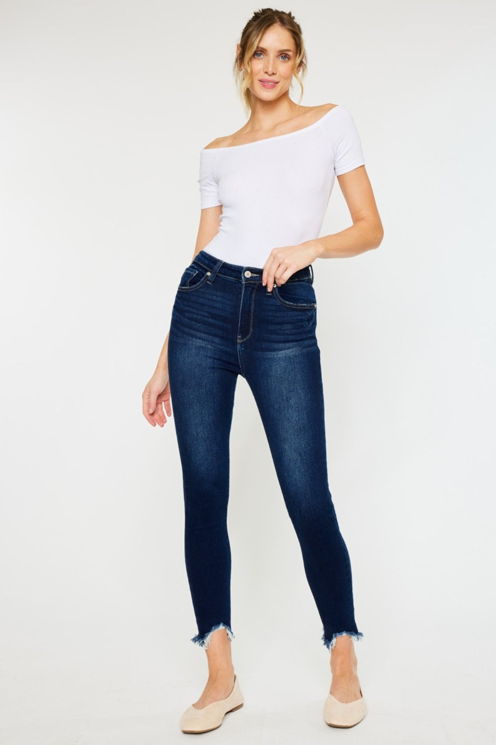 Kancan Full Size High Rise Frayed Ankle Skinny Jeans Kancan Full Size High Rise Frayed Ankle Skinny Jeans - TopFashionHQ