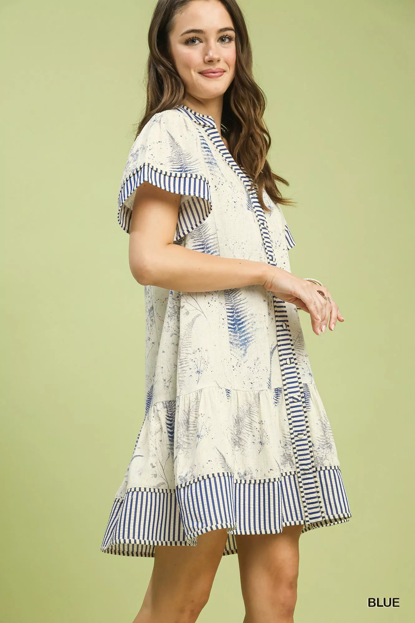Umgee Linen Printed Button-Front Tiered Mini Dress f27433ef-28bb-4d25-8e10-ae02e779d071-Max-Origin