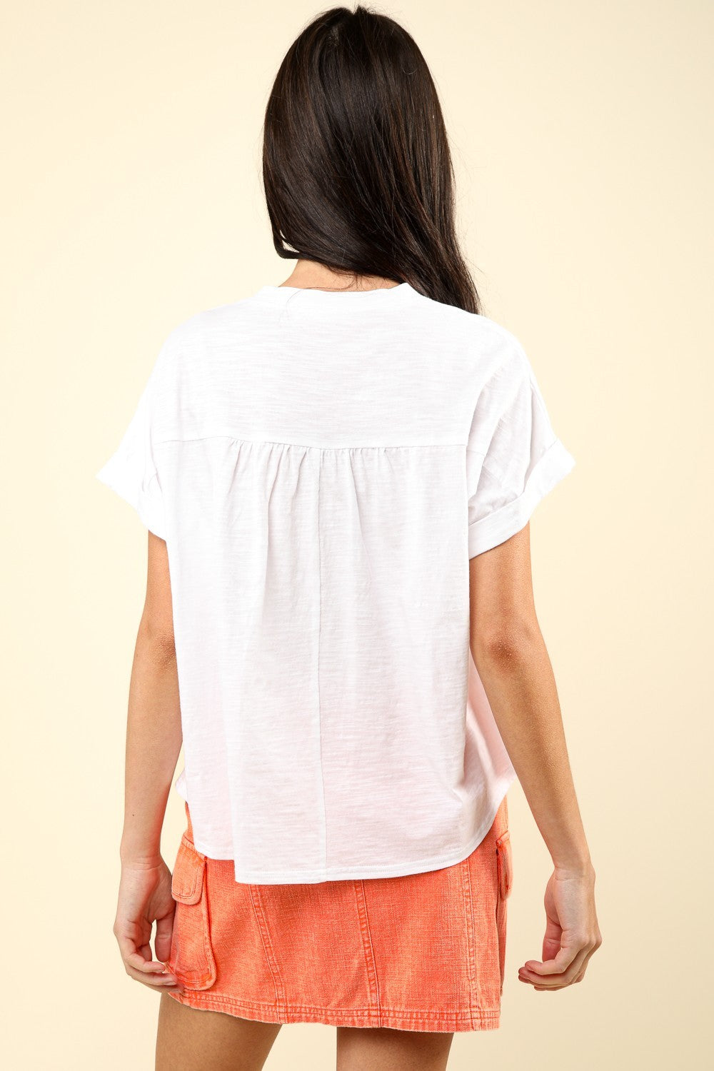 VERY J Nochted Short Sleeve Washed T-Shirt VERY J Nochted Short Sleeve Washed T-Shirt - TopFashionHQ