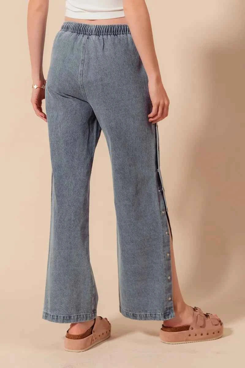SO ME Mid Rise Drawstring Jeans with Side Snap Button SO ME Mid Rise Drawstring Jeans with Side Snap Button