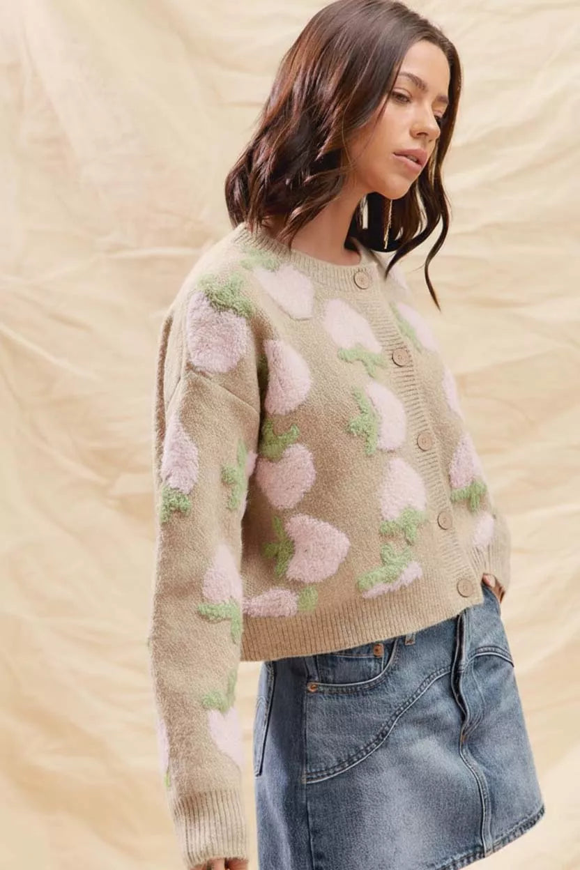 SO ME Strawberry Fruit All Over Button Sweater Cardigan f3ccd715-936a-46bd-b04b-06ff78461740-Max-Origin