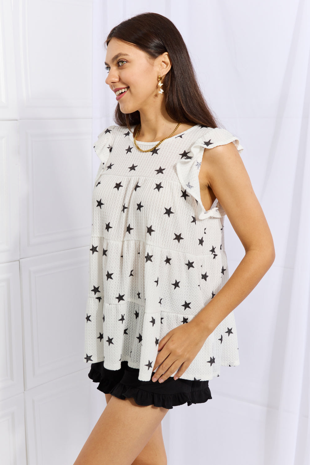 Heimish Shine Bright Full Size Butterfly Sleeve Star Print Top Heimish Shine Bright Full Size Butterfly Sleeve Star Print Top - TopFashionHQ