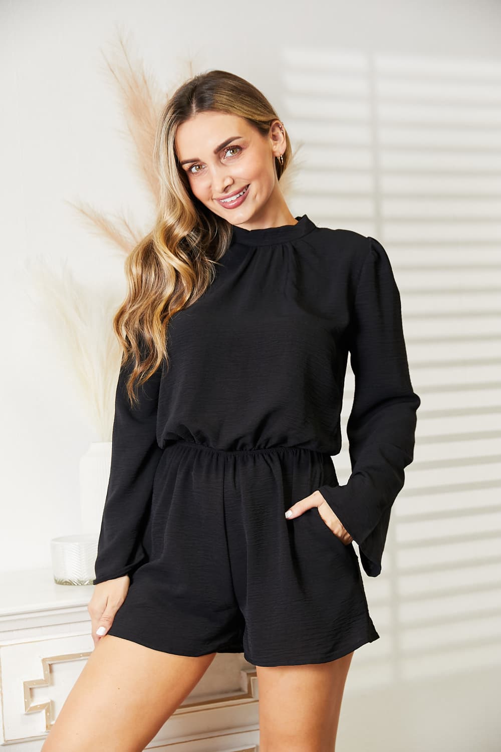Culture Code Full Size Open Back Romper with Pockets Culture Code Full Size Open Back Romper with Pockets - TopFashionHQ